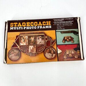Vintage 70s Stagecoach Multi-Photo Frame Picture‎ Collage Kitschy MCM